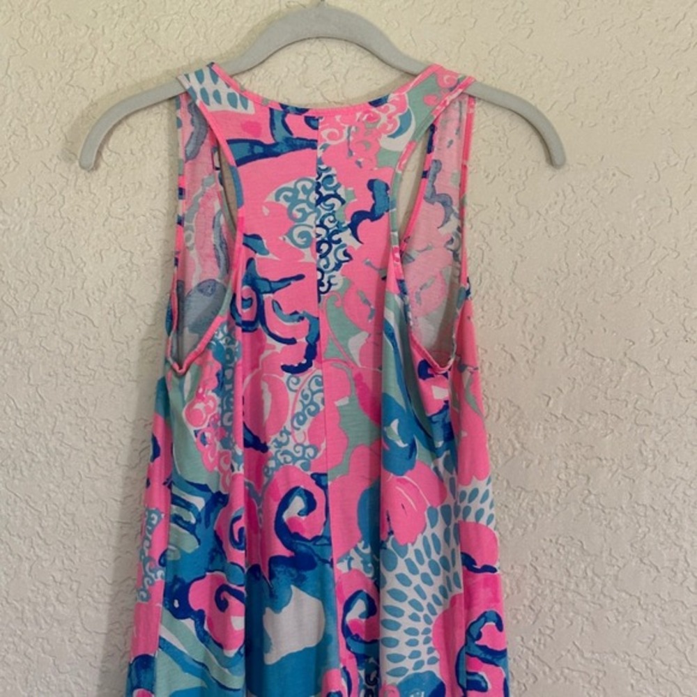 Lilly Pulitzer Tank Dress S Pink Blue Floral Sleeveless  Im So Jelly Coral Reef - Picture 8 of 11